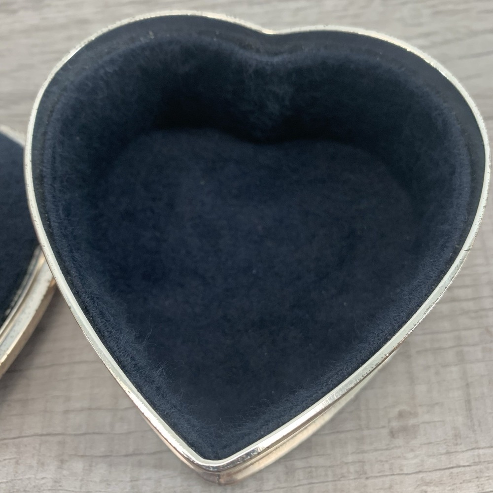 Vintage Round Pink Heart Faceted Glass Silver Tone Jewelry/Trinket Box - Picture 3 of 8